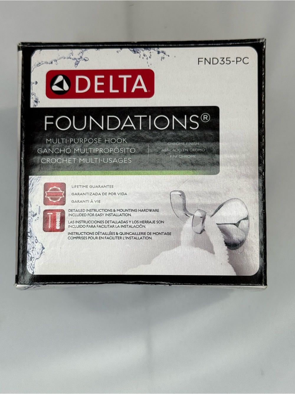 Delta Foundations Multi-Purpose Hook in‎ Chrome Finish